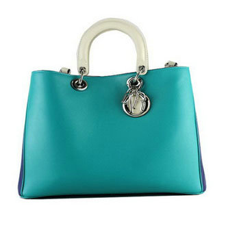 Christian Dior diorissimo original calfskin leather bag 44373 green&blue&apricot Christian Dior diorissimo original calfskin leather bag 44373 green&blue&apricot